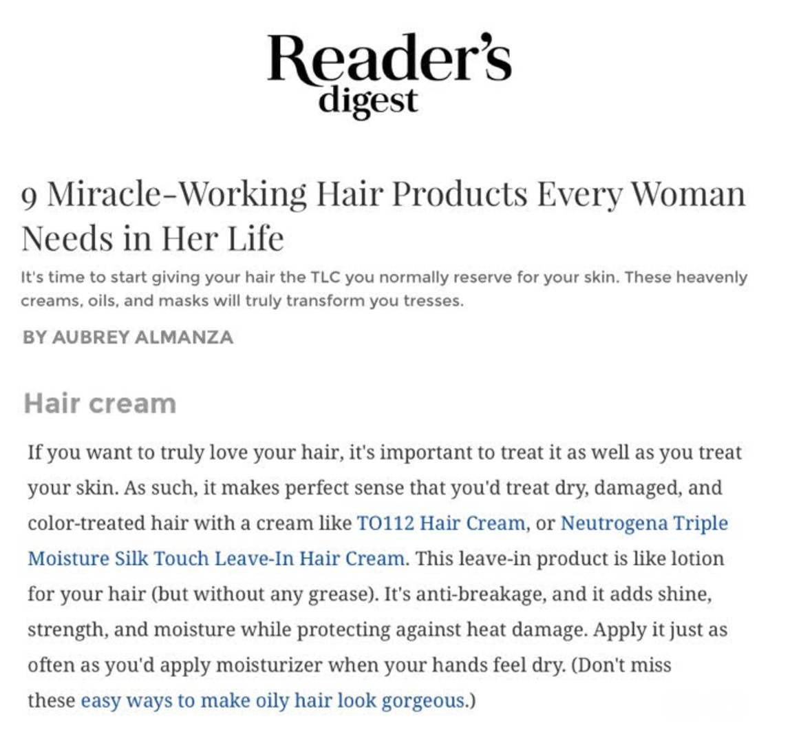 readers digest TO112 miracle working hair products