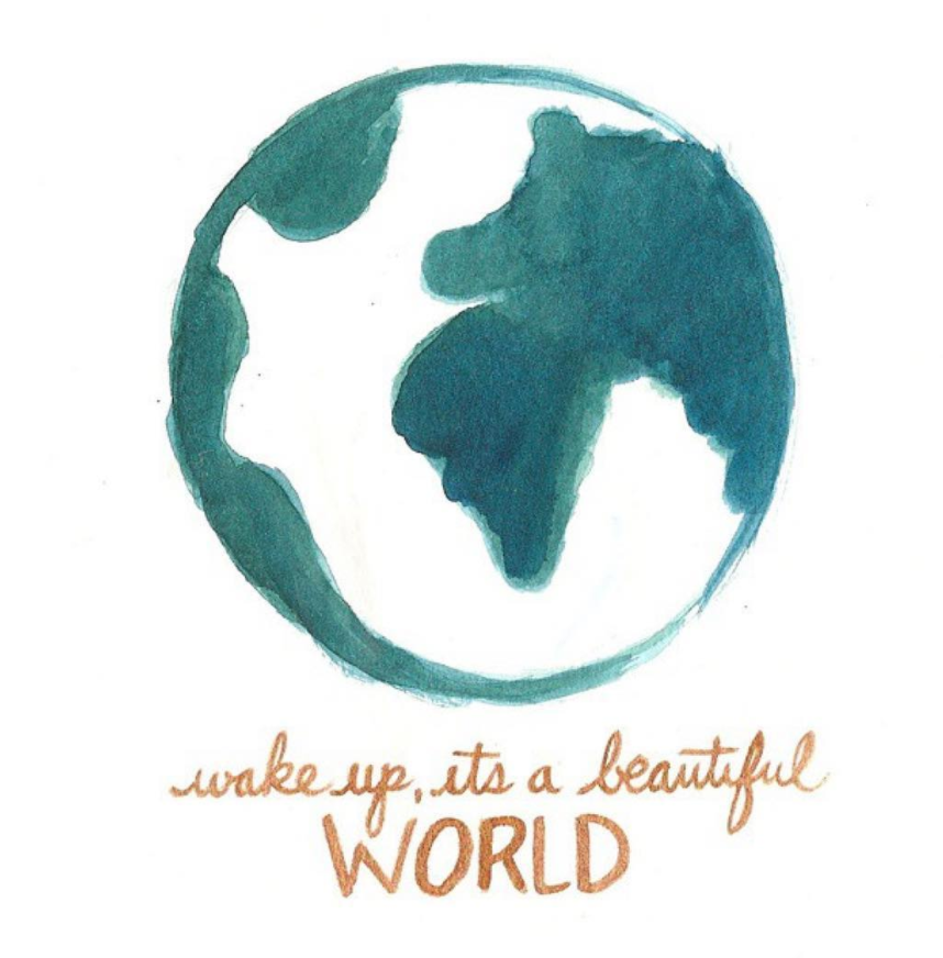wake up its a beautiful world illustrated image of earth