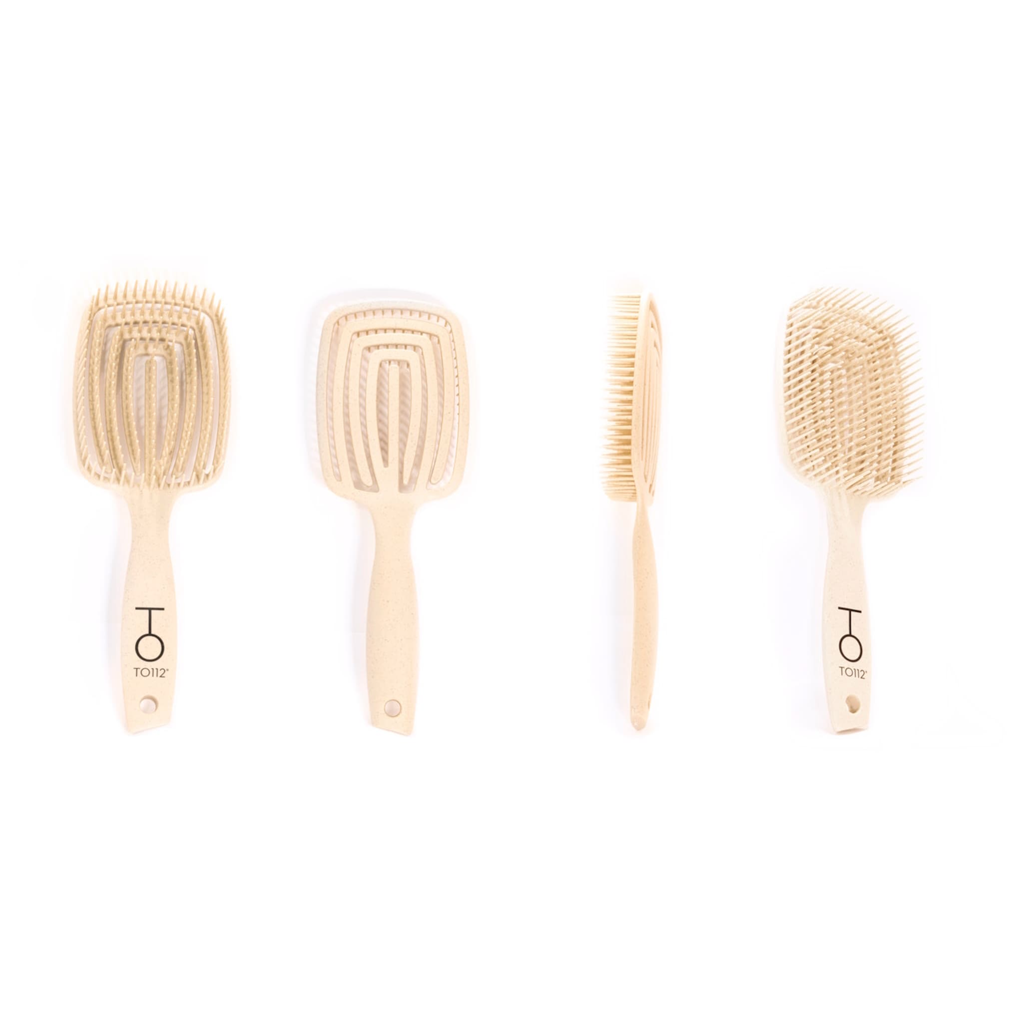 To112 Detangling Brush made with bioplastic - full profile rotation
