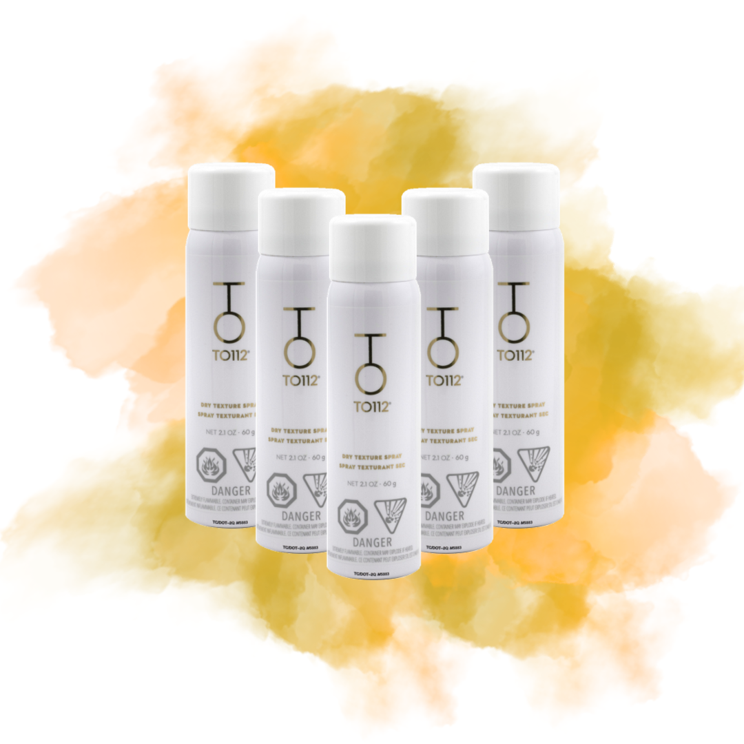 Get a 5-pack of our magical travel-sized Dry Texture Sprays. It gives great texture for lived-in styles, and it's a better alternative to irritating dry shampoos.